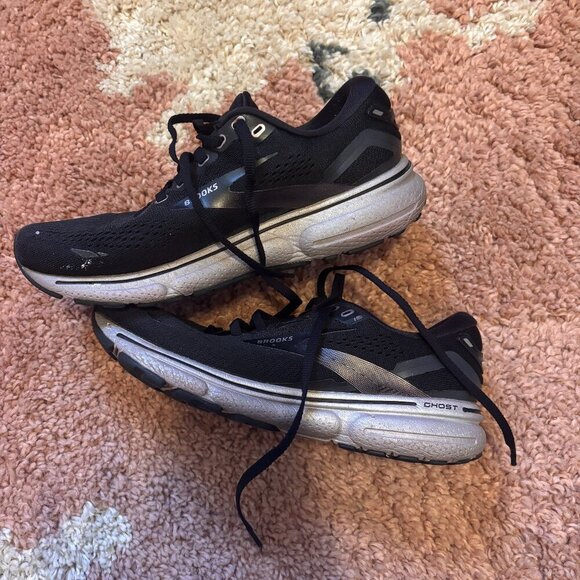 Brooks Shoes - Brooks Ghost 15 Womens 7B Shoes Running Walking Black Pink/Purple 1203801B014